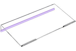 Richboom Computer Keyboard Stand for Desktop, 11.8" Tiny Clear Acrylic Keyboard Riser 78 Keys Compact Keyboard Lift for Desk Ergonomic Short Keyboard Holder Tray with White and Purple Silicone Strip