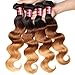 UNice Hair 8a Grade Ombre Body Wave Hair 3 Bundles, Brazilian Remy Hair Body Wave Weave, 100% Human Hair Extensions 3 Tone 1b 4 27 Color 100g/pc (16 18 20)