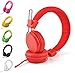Einskey Kids Headphones with Microphone for Gaming and Chatting, Wired Foldable Headset for Children (Red)