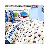 Olive Kids Trains Planes and Trucks Twin Duvet Cover