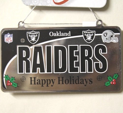 Oakland Raiders NFL License Plate Christmas Ornament