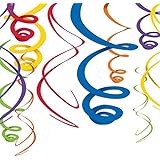 Amscan Dark Multi-Colored Hanging Swirl Decorations (12ct)
