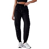 YIPINK Lightweight Workout Joggers for Women 30" High Waisted Outdoor Running Casual Track Pants Black