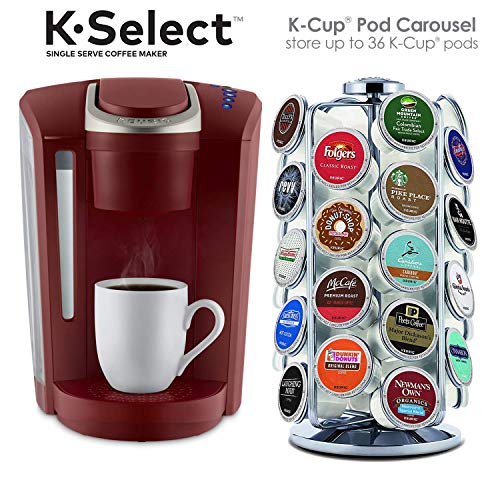 Keurig K-Select Coffee Maker, Red and K-Cup Pod Carousel Coffee