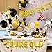 UTOPP Birthday Decoration Gold 16 INCH Holy SHT You're Old Balloons Banner Flash Acrylic Happy Birthday Cake Toppers Black Gold Balloons Funny Birthday Party Supplies for 21st 30th 40th 50th