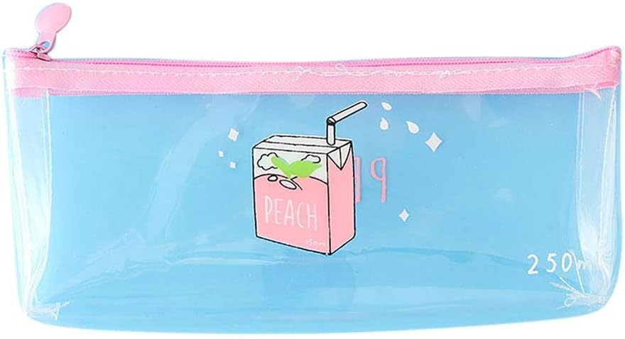Cosanter Pen Bag Transparent Fruit Pattern Large-Capacity Pencil case Pencil Case Stationery Pencil Bag Zipper Bag Stationery Storage Bags