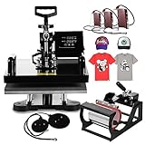 OrangeA Heat Press 8 in 1 Swing Away Heat Press Machine 1050W Hat Press 15X15Inch Heat Platen Multifunction Hat Mug Plate Cap (15X15Inch 8 in 1 Dual LED Display)
