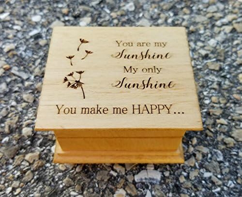 Mother's day gift, Custom made music box with You are my sunshine engraved on the top along with dandelion, great gift for mom,
