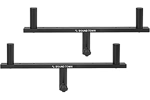 Sound Town 2-Pack Dual Speaker Pole Mount, Speaker Mounting Brackets for PA/DJ speakers,2.0/2.1 System, Mounting Width Adjust
