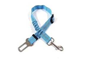 Blue Adjustable Dog Car Seat Belt Elastic Safety Harness with Metal Buckle for Small and Medium Pets