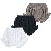 MYGBCPJS Baby Girls Boys 3 Pack Cotton Linen Blend Cute Bloomer Shorts Loose Harem Shorts