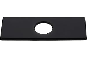 Homary 6" Rectangle Matte Black Rectangular Escutcheon Bathroom Faucet Sink Hole Cover Deck Plate Stainless Steel Replacement 3-Hole Escutcheon Plate