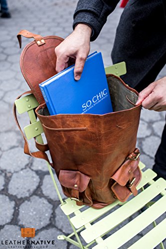 Leather Native halloween sale 16" Genuine Leather Retro Rucksack School/Travel Drawstring Macbook Backpack Great Gift For Men And Women Pre Valentines Day Special Sale! - Thumbnail 3