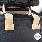 IPELY Car SUV Back Seat Headrest Hanger Storage Hooks - Purse Handbag Grocery Bag Holder (Beige -Set of 4)
