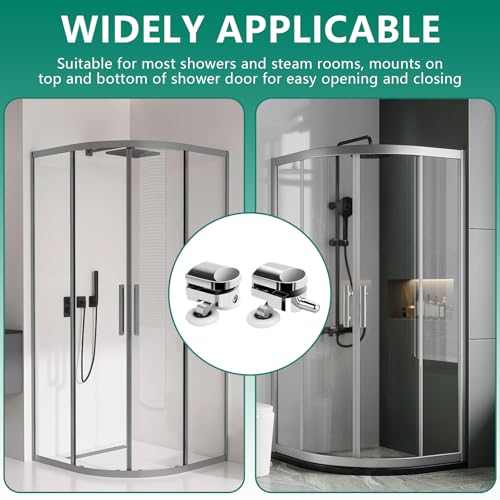 TTYSHIP 8 x Sliding Shower Door Rollers, Double Wheels for Shower Doors, 23 mm for 4-6 mm Thick Glass (4 Upper + 4 Bottom)