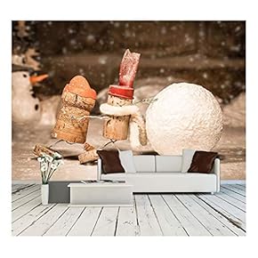 Concept Snowball Rolling, Wine Cork Figures - Removable Wall Mural | Self-Adhesive Large Wallpaper - 66x96 inches