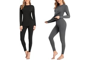 SIMIYA 2 Pack Thermal Underwear for Women Long Johns Winter Warm Fleece Lined Base Layer Set Cold Weather Top and Bottom