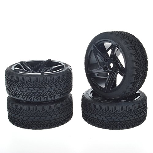 4pcs 12mm Hub Wheel Rims & Rubber Tires for RC 1/10 on-road Touring Drift Rc Car