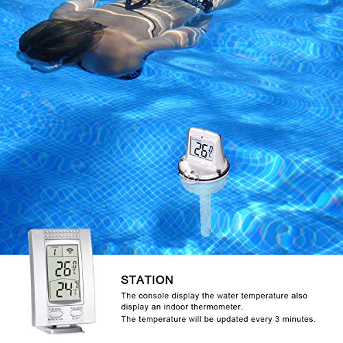 Fusiontec Wireless Floating Pool Thermometer, Digital Pool and Spa Remote Thermometer for Outdoor Indoor Swimming Pool Hot Tub Pond (RF-705)