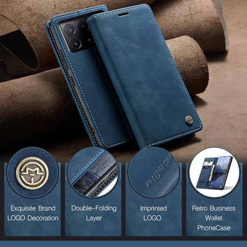 Monweicz Case for Xiaomi Poco X6 Pro 5G, [Magnetic Case], [Wallet Case], with Card Holder Stand Protective Flip Wallet Anti-Shock Case for Xiaomi Poco X6 Pro 5G-Blue