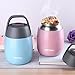 ONEISALL GYBL116 450ML Cute Student Stainless Steel Food Flask with Foldable Spoon and Sturdy Handle ,Insulated Mini Food & Soup Thermal Flask for Kids , 384G (Pink)