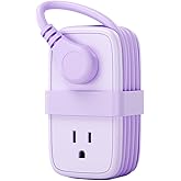 NTONPOWER Purple Travel Power Strip,Travel Essentials 4 Outlets 3 USB(1 C) with 4FT Wrapped Extension Cord Flat Plug, Cruise Essentials 2026 for Hotel Travel Cruise Essentials