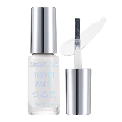 BOBISUKA White Tooth Paint - Instant Bright White Costumed Teeth Makeup - No Streak, Safe, Long Last FX Paint - Perfect for Cosplay, Halloween, Theater, Special Effects (5 ml)