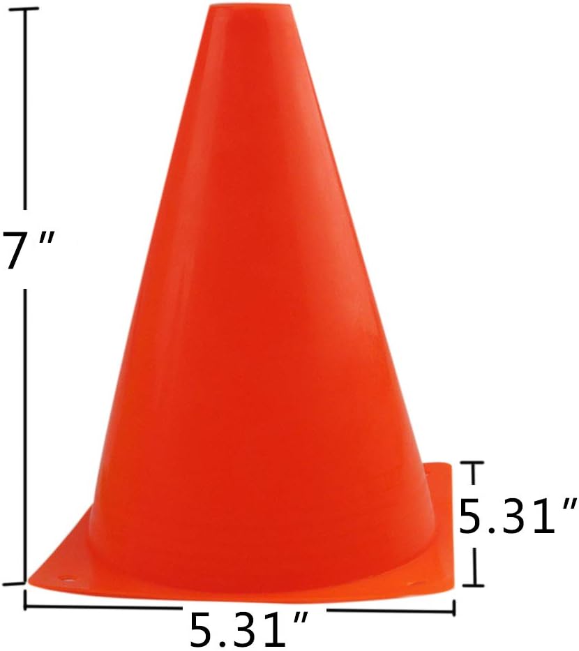 Mirepty 7 Inch Plastic Traffic Cones Sport Training Agility Marker Cone for Soccer, Skating, Football, Basketball, Indoor and Outdoor Games (Orange, 12 Pack) : Sports & Outdoors