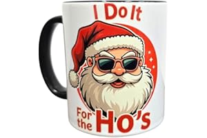 Christmas Mug & Coaster Set – 12 oz “Merry Kiss My Ass/I Do It for The Ho’s” Design – Handmade Holiday Gag Gift/Ensemble Tass