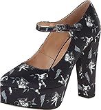 Markus Lupfer Women's ML102 Fighting Cat Printed Navy Satin Pump 38 M