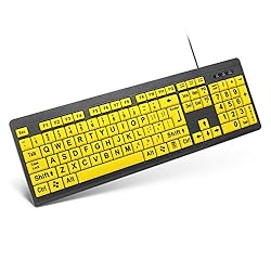 TANIX Large Print Computer Keyboard Wired USB