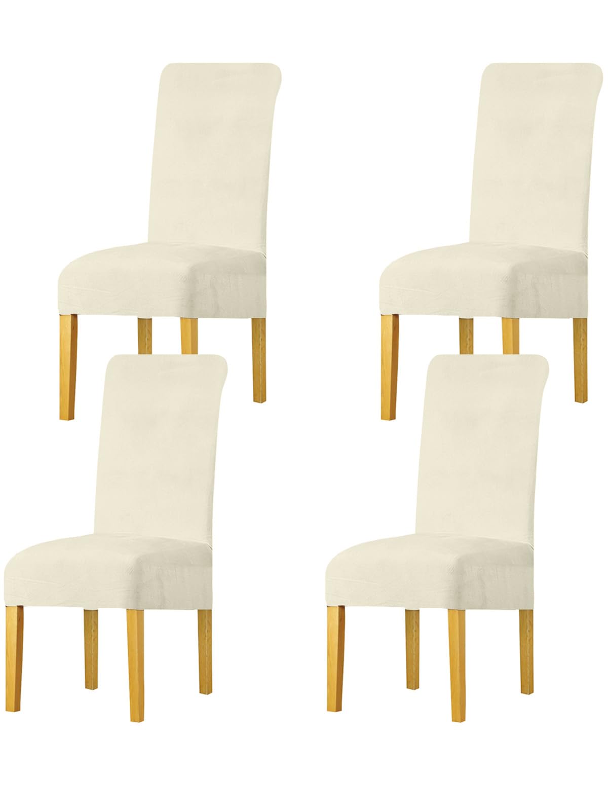 LANSHENG Dining Chair Covers Set of 4, Stretch High Back Chair Seat Protector Slipcovers, Washable Removable Kitchen Chair Covers for Dining Room (Beige, Set of 4)