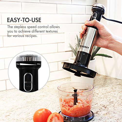 Tenergy Immersion Blender, 200W Stepless Speed Control Hand Blender Set
