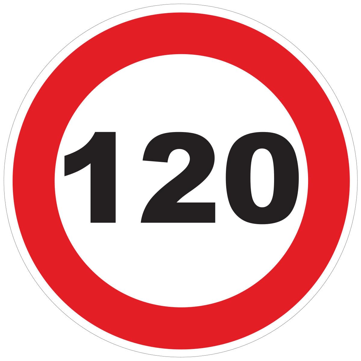 Red Circle Speed Limitation Sticker - Tractor Truck Speed Limitation Disc - 120 km/h - 15 cm Diameter