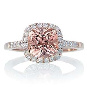1.5 Carat Perfect Cushion Morganite and Diamond Engagement Ring on 10k Rose Gold Amazon.com 1.5 Carat Perfect Cushion Morganite and Diamond Engagement Ring on 10k Rose Gold Amazon.com