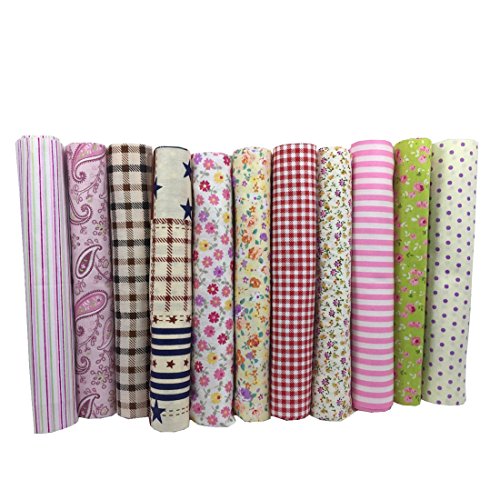 levylisa 25 Pieces Pre Cut Assorted Colours Cotton Printed Quilting Fabric Patchwork Fabric Patchwork Quilting Sewing Fabric Patchwork Flower Dots DIY Sewing Quilting Handmade Craft 8 x 8inches - Thumbnail 5