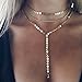 Jovono Gold Multilayered Fashion Sequins Choker Necklace Rhinestone Pendant Necklace Jewelry Chains for Women and Girls