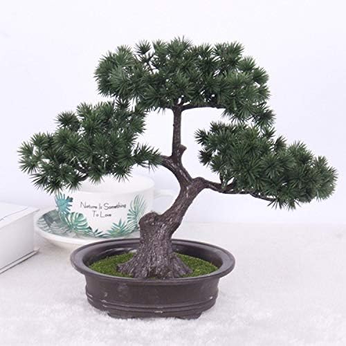 HUAPENLL Artificial Bonsai Tree, Welcoming Pine Emulate Plant Bonsai, Artificial Potted Plants Decoration Home Bonsai, Living Room Garden Decoration Party Decor, 25 * 30cm (Color : Primary color)