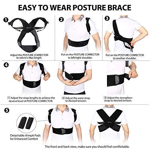 Back Straightener Posture Corrector for Women and Men, Upper Back Brace for Clavicle SupportShoulder Neck Pain Relief, Under Clothes, Large (46\