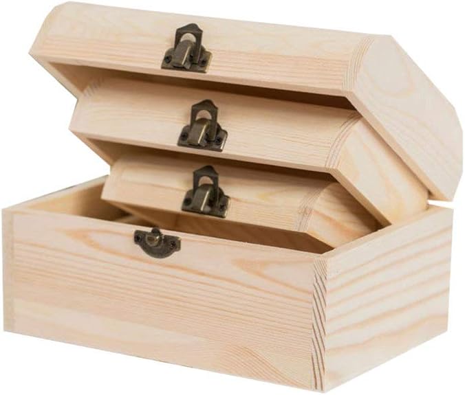 Healifty 3 Piezas Caja de Madera Rectangular sin Terminar con Tapa con