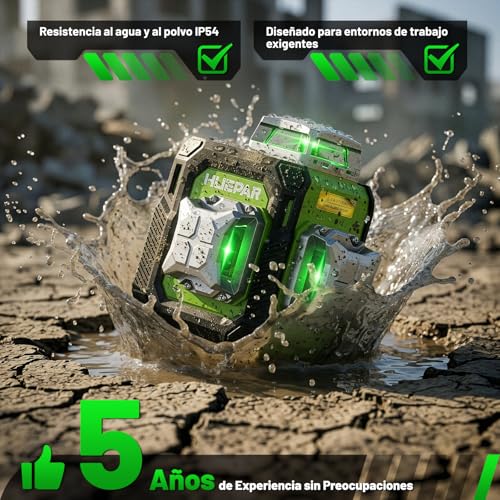 Huepar Green 3D Laser Level 3 x 360° Self-Leveling, Accuracy ±3 mm, 40 m (70 m with Receiver), Compact Laser Level with 152 cm Tripod, Ideal for Work in Narrow Spaces, Countertops, USB-C