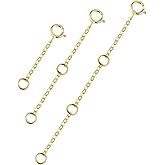 3 Pcs Necklace Extenders for Women 14K Gold Plated Necklace Extender Chain Extenders for Necklaces Anklet Bracelet Extender with Round Clasp Necklace Extension for Jewelry Making (1 2 3 Inch)