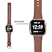 bayite Leather Bands Compatible with Fitbit Versa, Slim Wristband Replacement Accessories Fitness Classic Straps Women Men, Brown