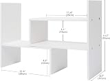 Hossejoy Wood Adjustable Bookshelf Bookcase White Expandable Desktop Storage view 2