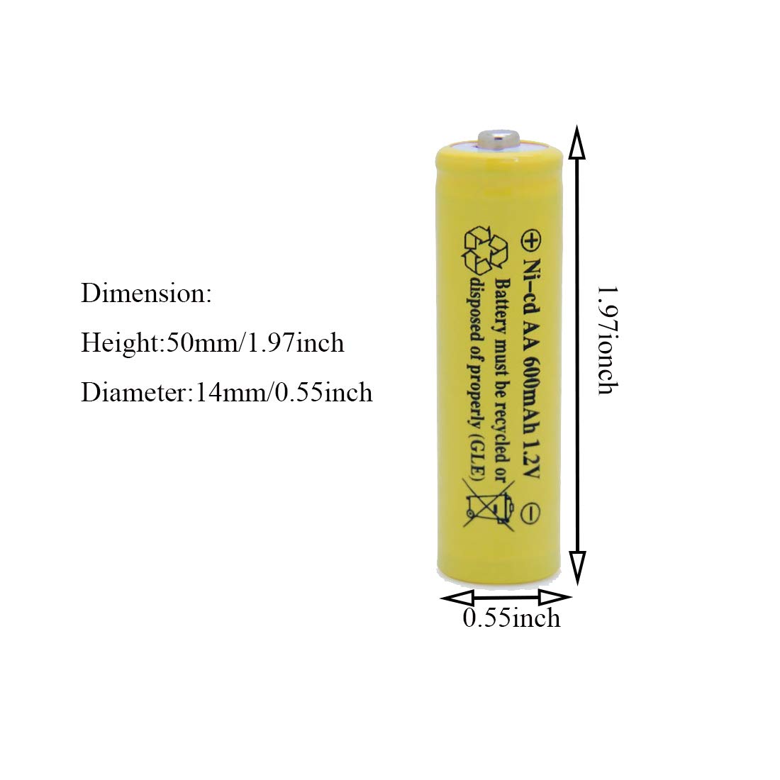 ni-cd aa 600mah 1.2v Rechargeable Battery for Solar 2A Solar Batteries for Outdoor Solar Lights (8 Pack AA Yellow)