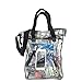 Heavy Duty Clear Tote Bag See Through Messenger Bag Durable 0.5mm Vinyl Transparent Student School Bookbag with Cell Phone Pouch & Pencil / Makeup Case