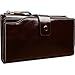 Obosoyo Women's Large Capacity Luxury Wax Genuine Leather Wallet With Zipper Pocket Coffee