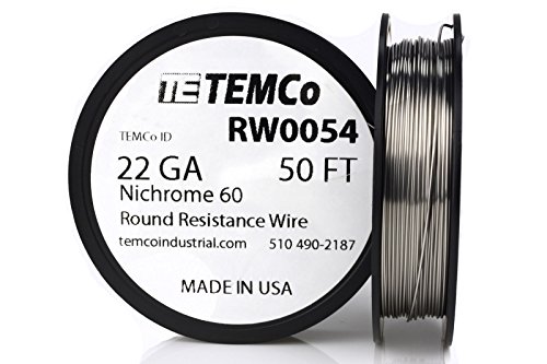 TEMCo Nichrome 60 series wire 22 Gauge 50 Ft Resistance AWG ga