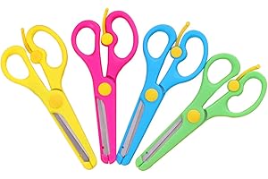 NUOBESTY 4pcs Pre-School Training Safety Plastic Scissors for Kids Random Color Rounded Tip Design