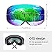 ENKEEO Ski Goggles Detachable Dual Layer Anti-Fog Lens 100% UV400 Protection, Bendable Frame, Anti-Slip Strap with Comfort, Wind Resistant 3 Layers Foam for Adult Snowboarding Skating, Magnet Green